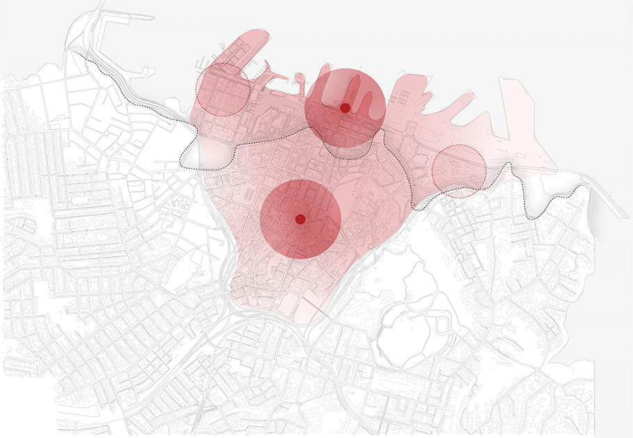 Map showing the areas of the city centre where proposed activities of Transformational move 1: Maori outcomes, may take place. Map showing the areas of the city centre where proposed activities of Transformational move 1: Maori outcomes, may take place.