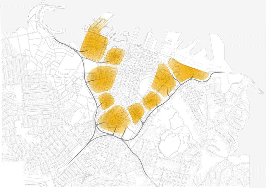 Map indicating vehicle arterial routes that avoid the city centre. Map indicating vehicle arterial routes that avoid the city centre.